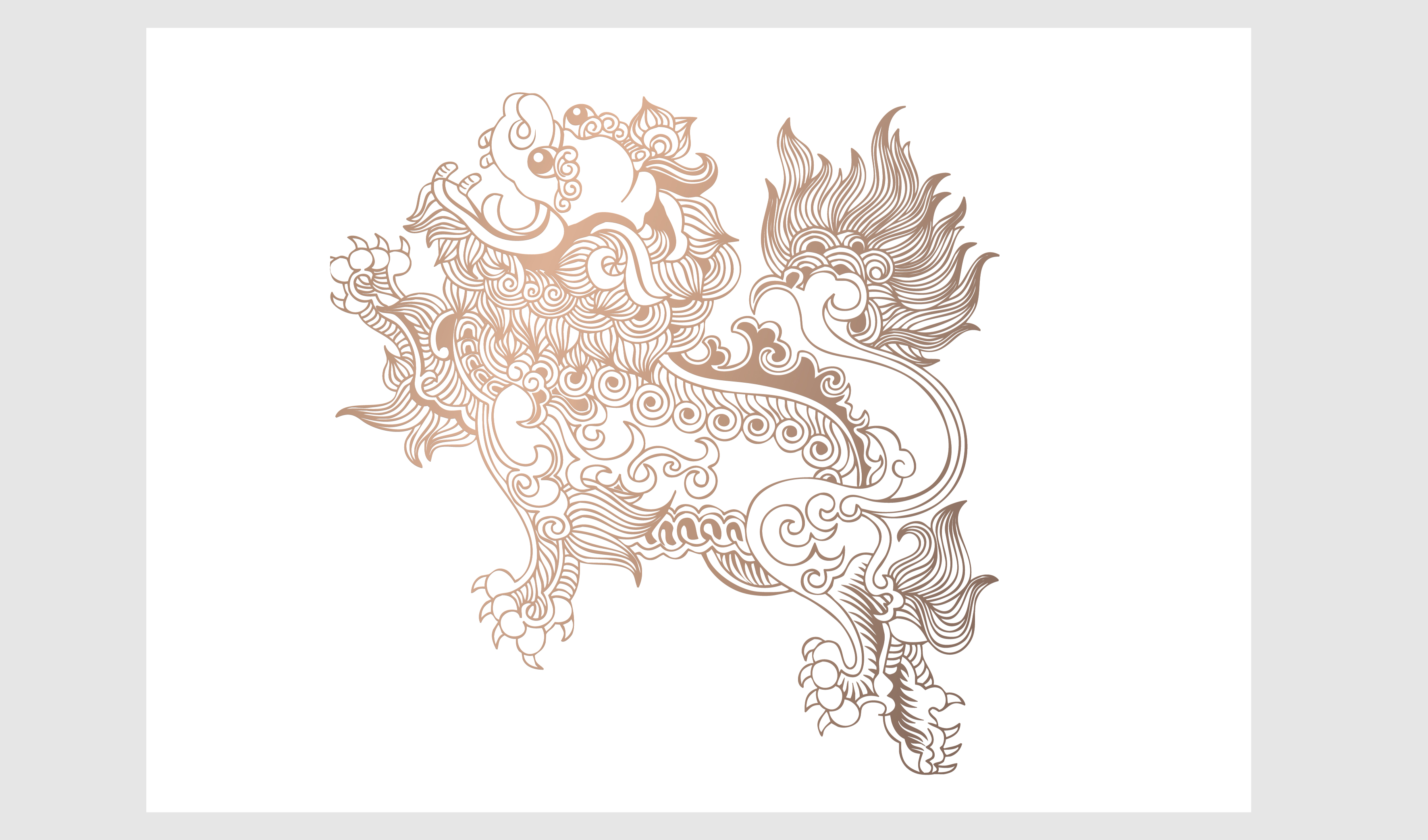 传统中国风 狮子 线条 矢量图